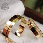 Alianças de Casamento 6MM reta com15 pedras com anel